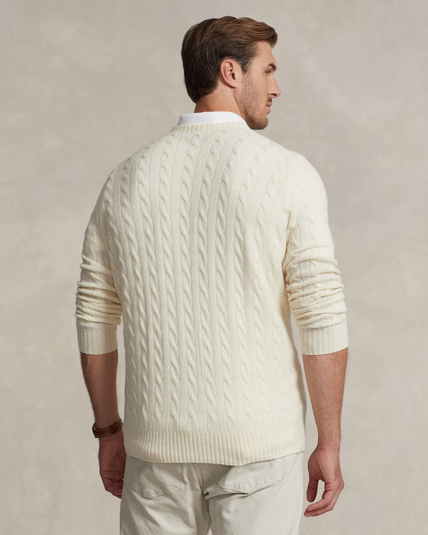 Polo Ralp Lauren Cable-Knit Wool-Cashmere Jumper in Andover Cream