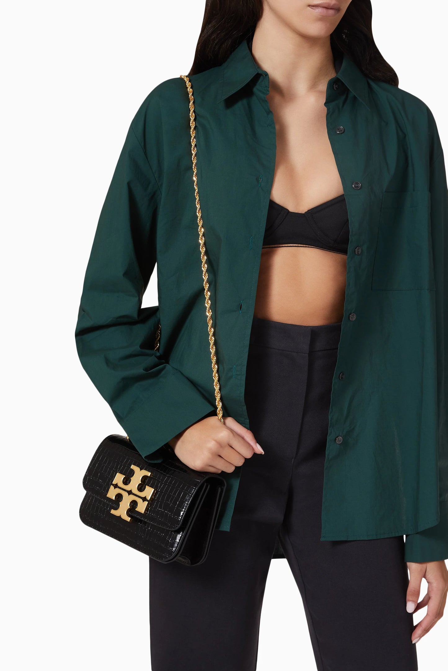 Tory Burch Large Eleanor Bag in Croc-embossed Leather