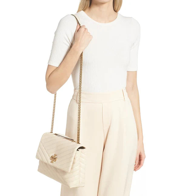 Tory Burch-Kira Small Chevron convertible New Cream