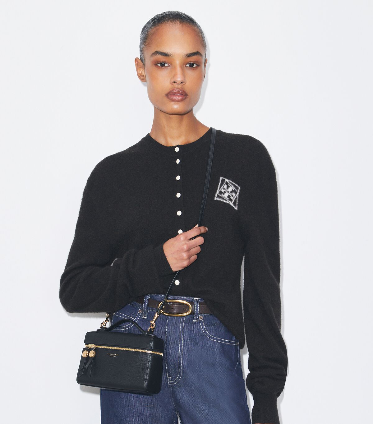 Tory Burch Romy Slim Top Handle Bag in Black