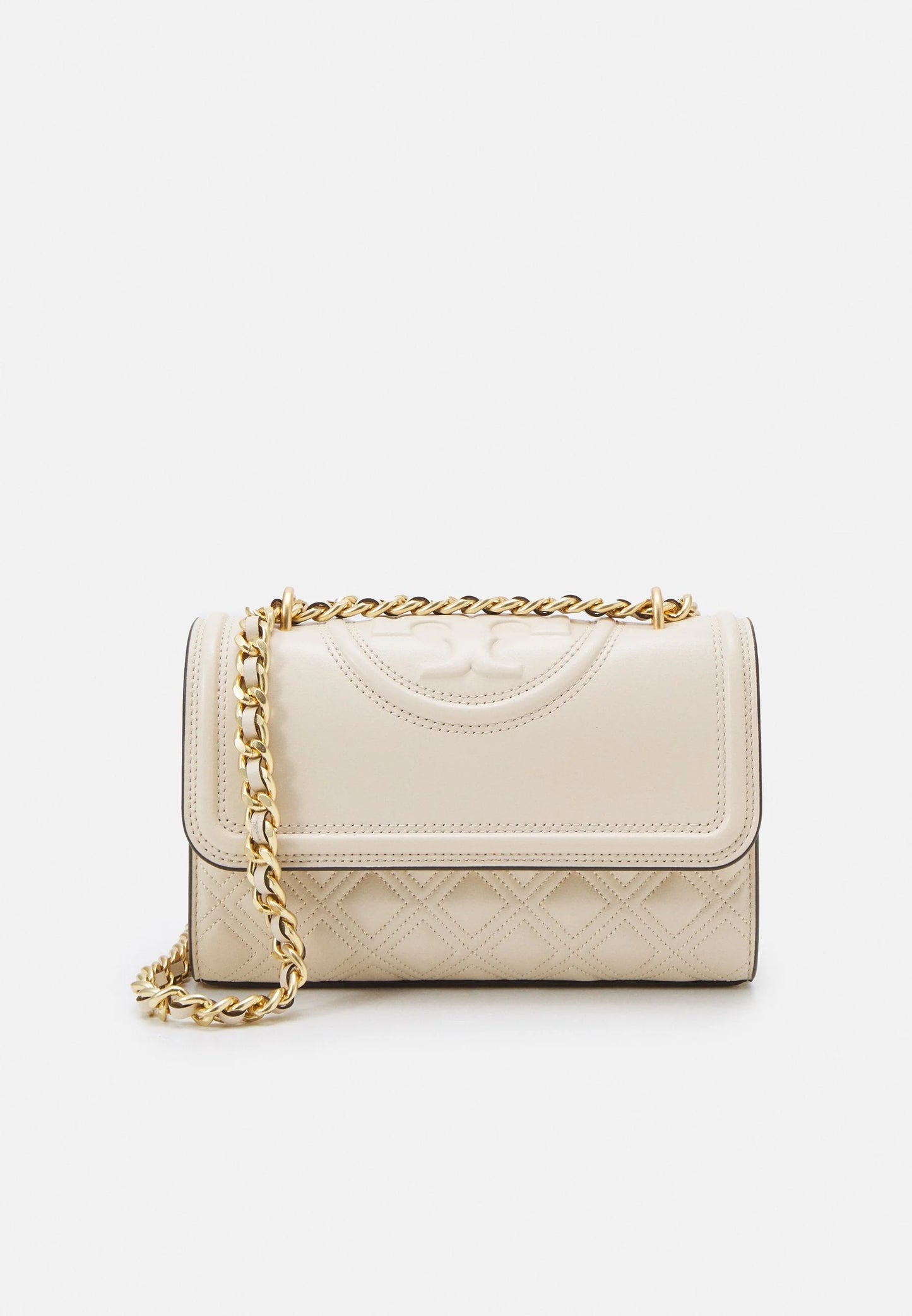Tory Burch Small-Fleming Distressed Shoulder convertible bag New Cream