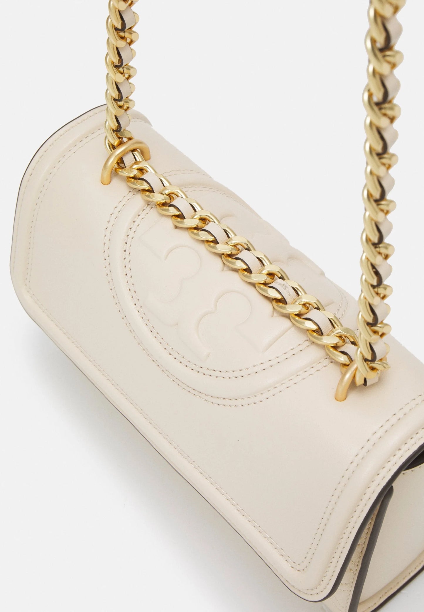 Tory Burch Small-Fleming Distressed Shoulder convertible bag New Cream