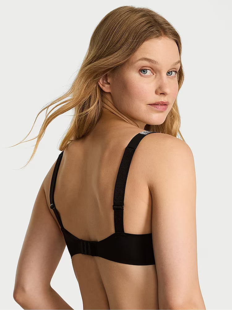 Victoria's Secret Black Push Up Shine Strap Bra and Panty Set