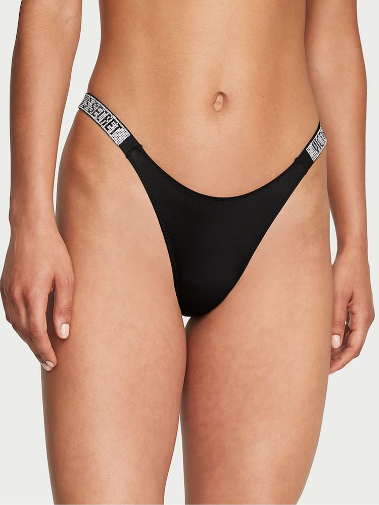 Victoria's Secret Black Push Up Shine Strap Bra and Panty Set