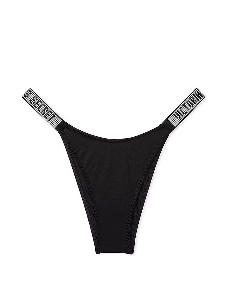 Victoria's Secret Black Push Up Shine Strap Bra and Panty Set