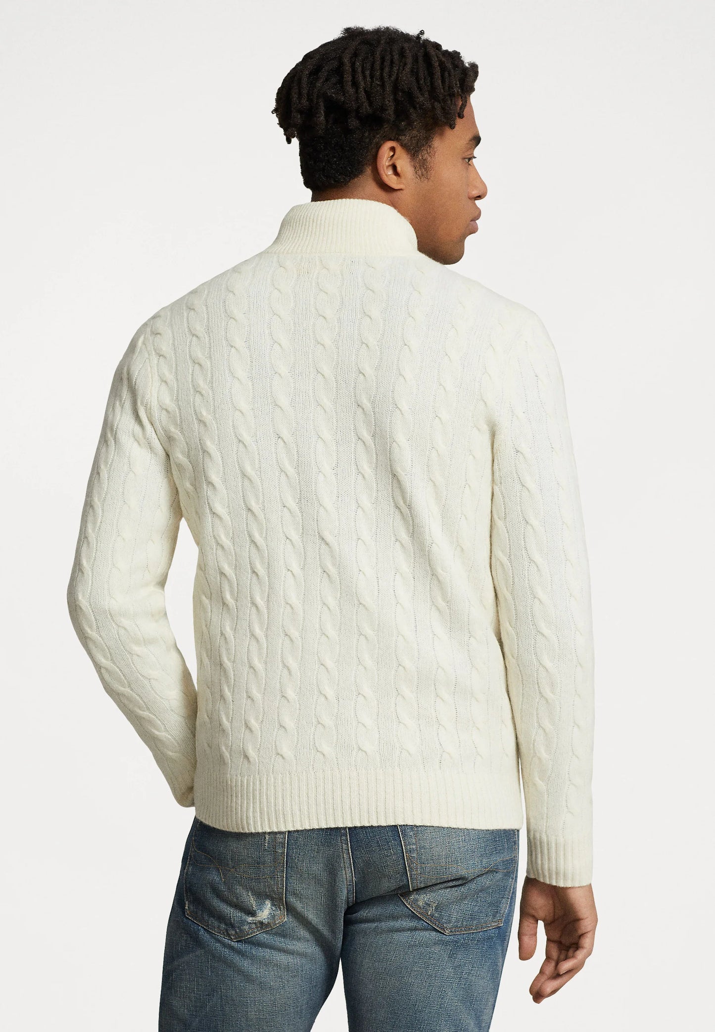 Polo Ralph Lauren Cable-Knit Quarter-Zip Jumper in andover cream