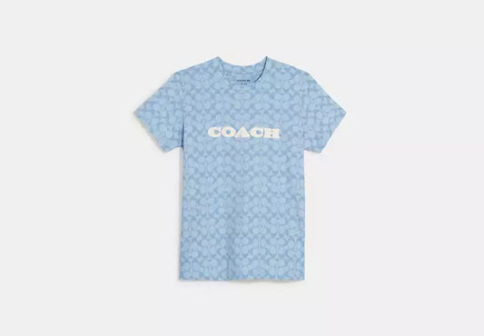 Coach Signature Chambray T-Shirt in Blue