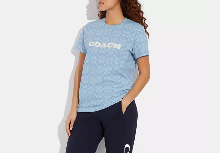 Coach Signature Chambray T-Shirt in Blue