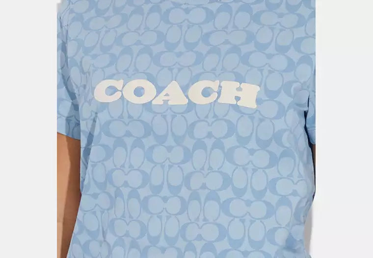 Coach Signature Chambray T-Shirt in Blue