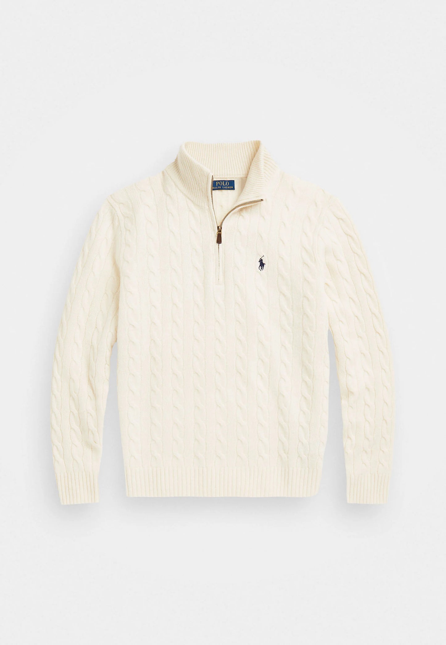 Polo Ralph Lauren Cable-Knit Quarter-Zip Jumper in andover cream