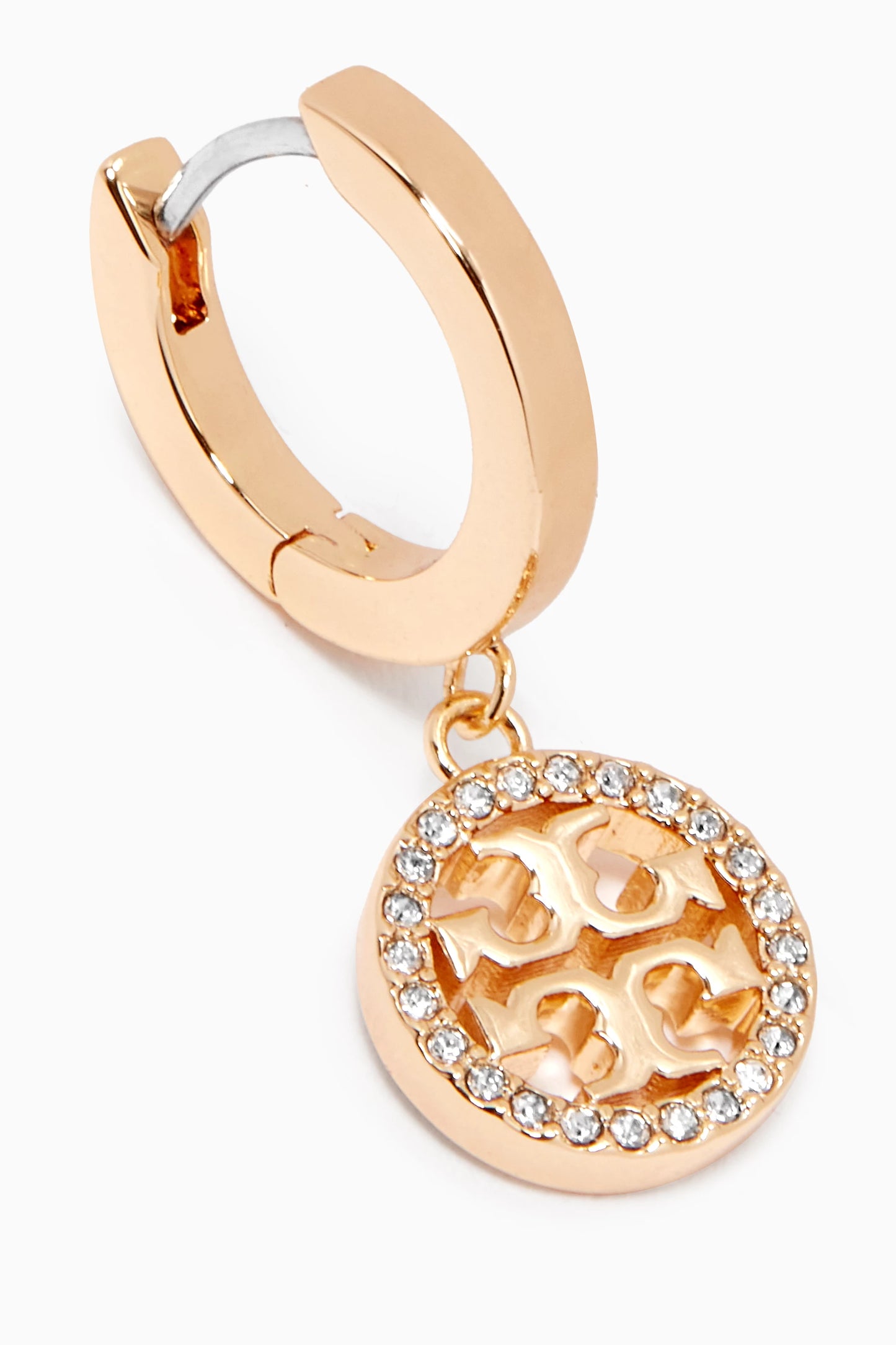 Tory Burch Miller Pavé Hoop Earrings in 18kt Gold-plated Brass