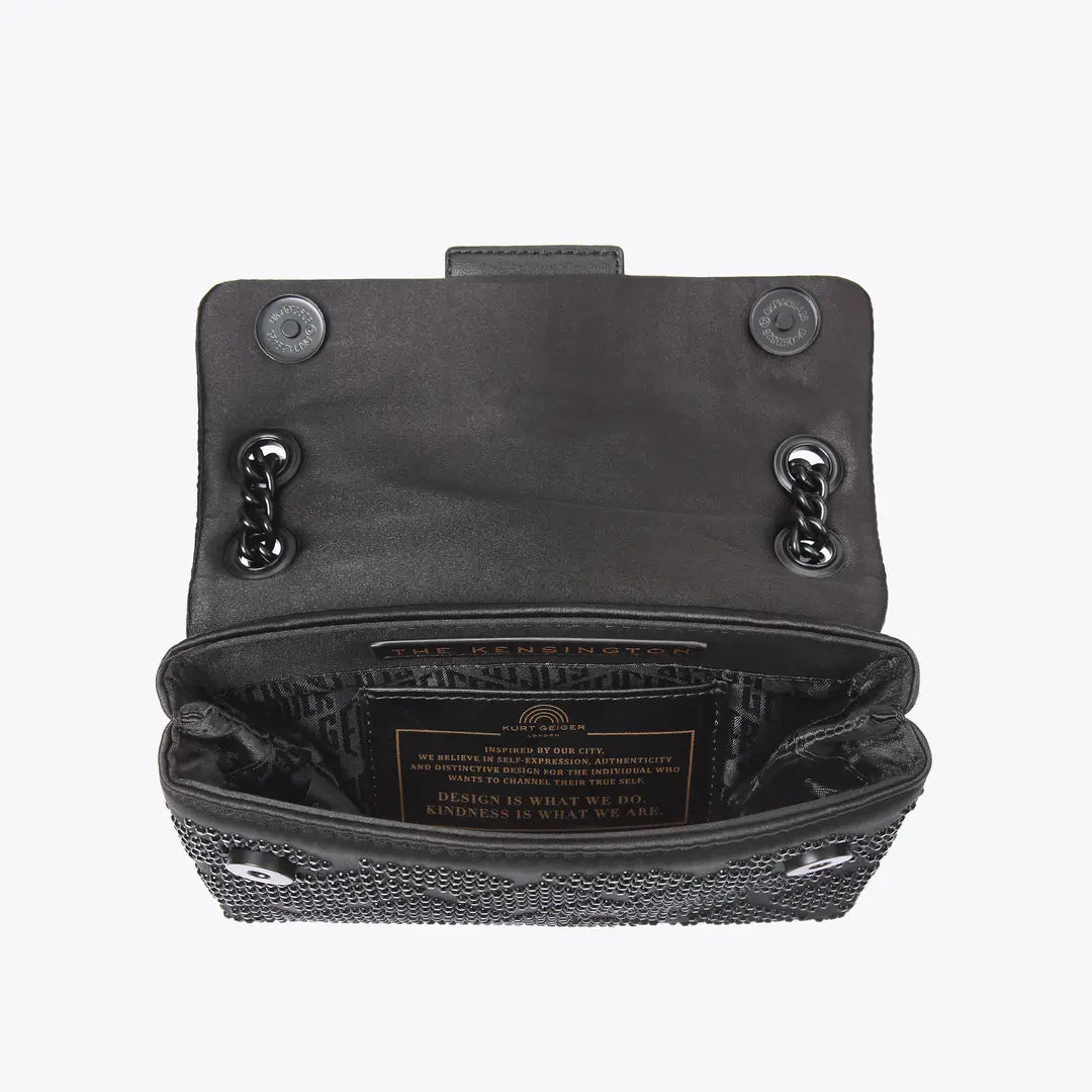 mini crystal kensington bag in Black by Kurt Geiger