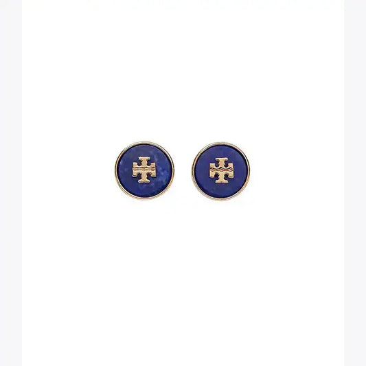 Tory Burch  kira semiprecious circle-stud earring - tory gold/lapis