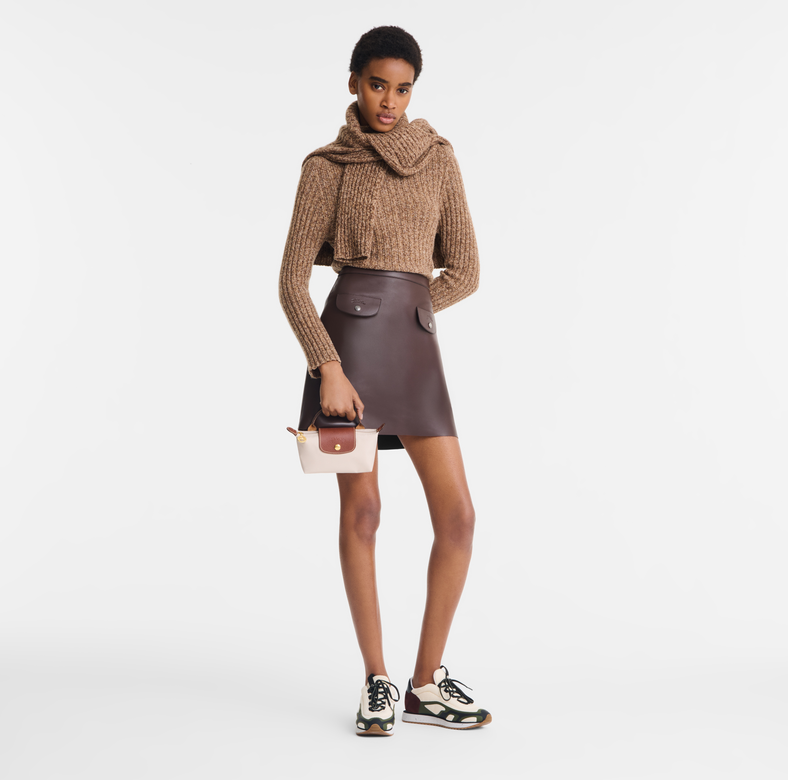 LongChamp Le Pliage Original Pouch with handle in paper color