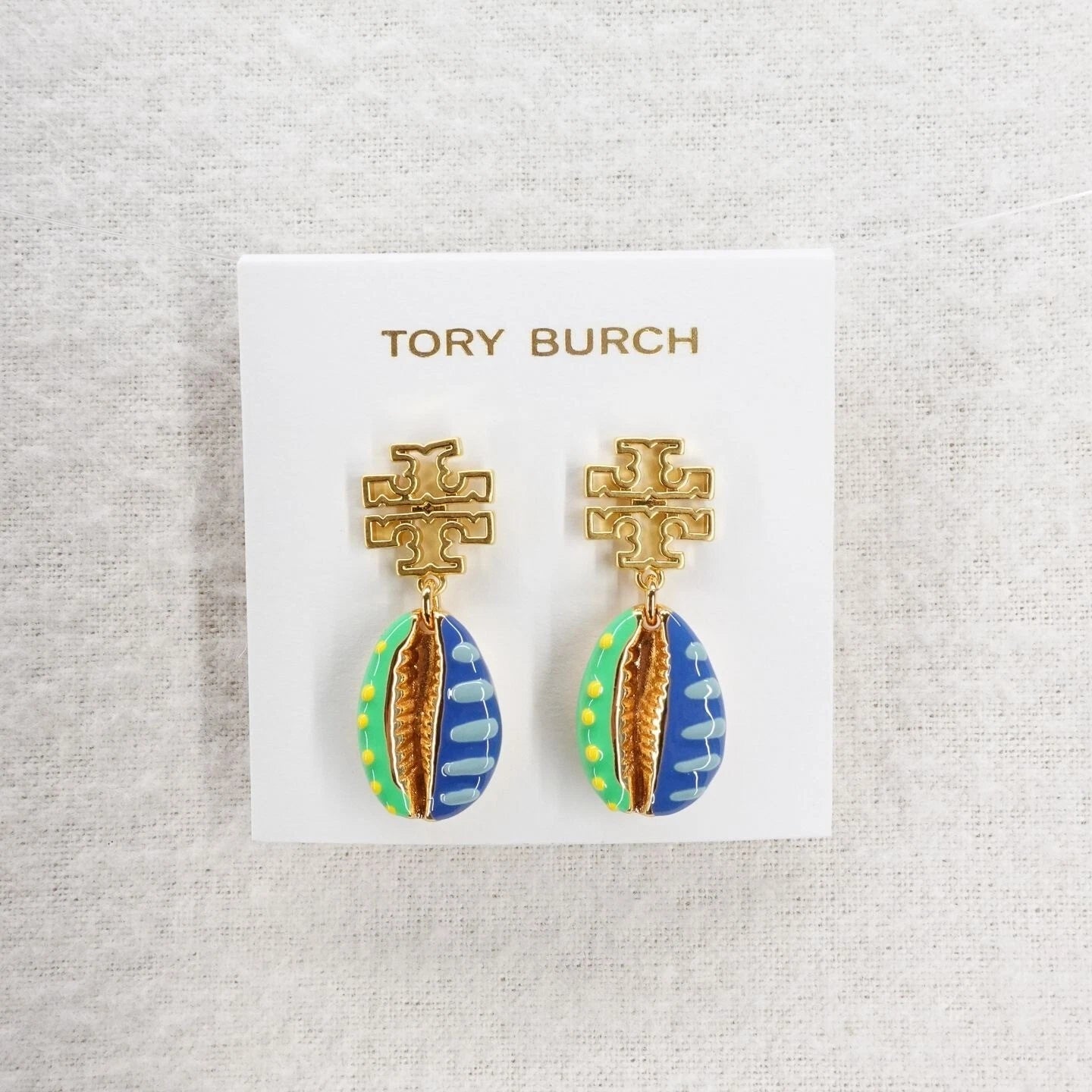 Tory Burch Women's Britten Enamel Shell Logo Drop Earrings