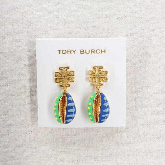 Tory Burch Women's Britten Enamel Shell Logo Drop Earrings