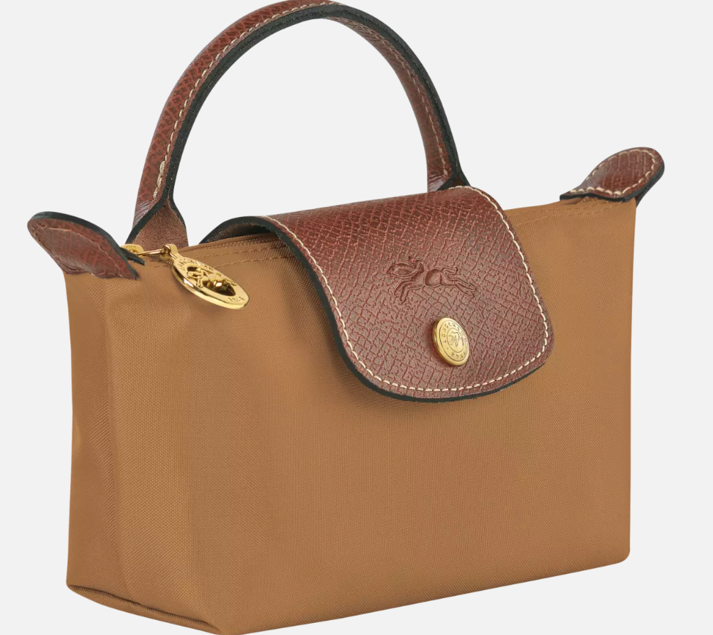 Long Champ Mini Le Pliage Original Pouch with handle Fawn - Canvas