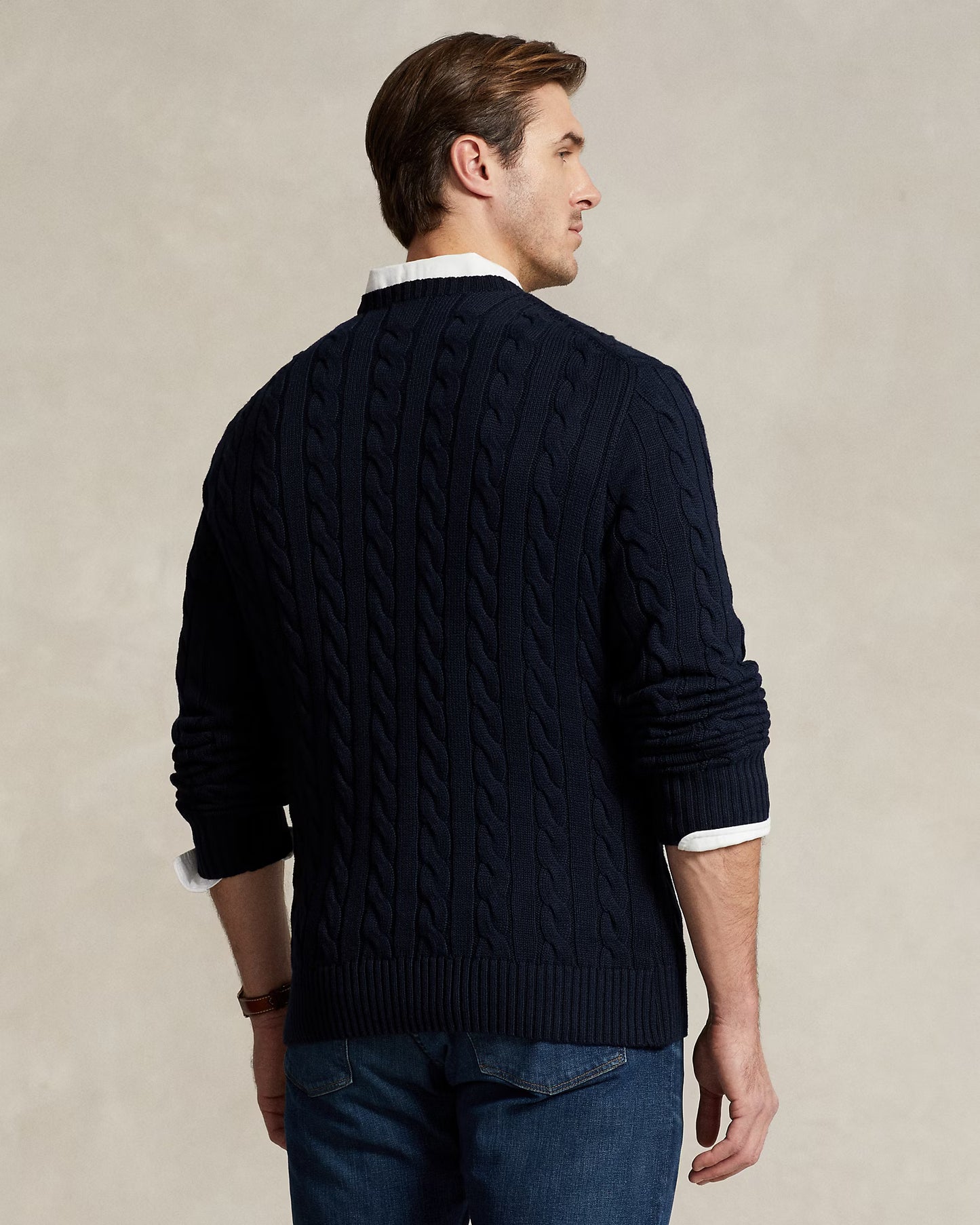 Polo Ralph Lauren Cable-Knit Cotton Jumper in Hunter Navy