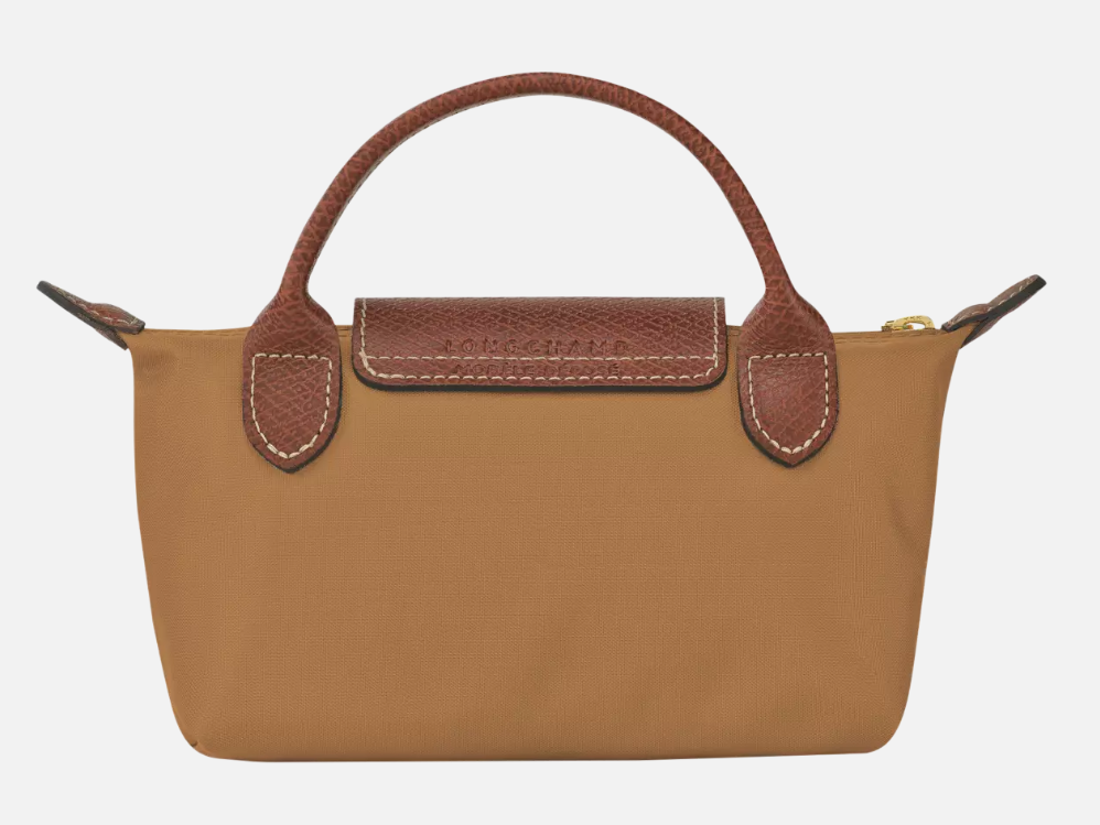 Long Champ Mini Le Pliage Original Pouch with handle Fawn - Canvas