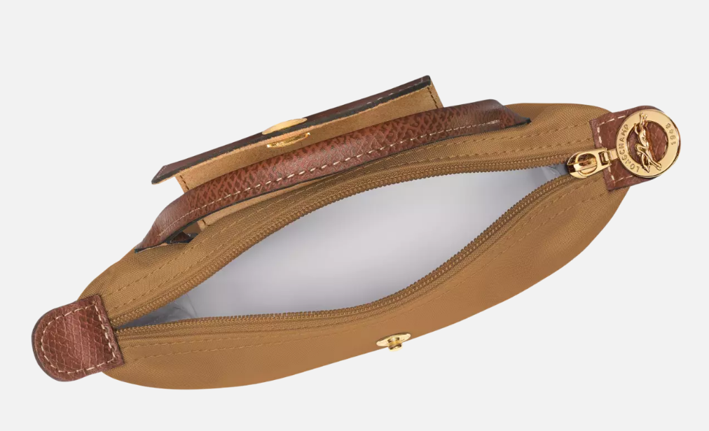 Long Champ Mini Le Pliage Original Pouch with handle Fawn - Canvas