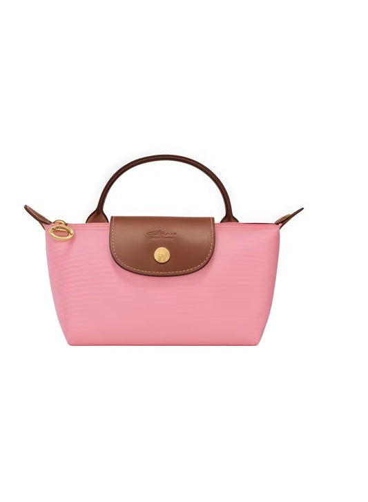 Long Champ Mini Le Pliage Original Pouch with handle Marshmallow