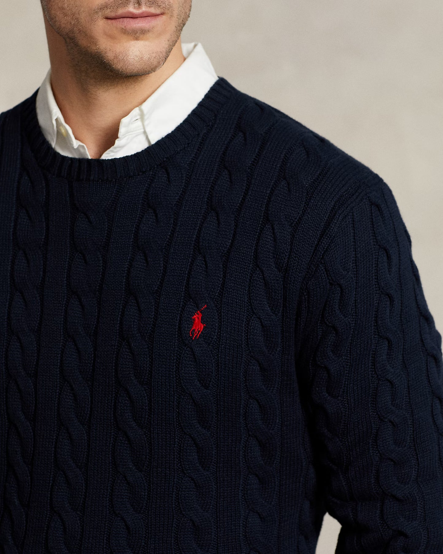 Polo Ralph Lauren Cable-Knit Cotton Jumper in Hunter Navy