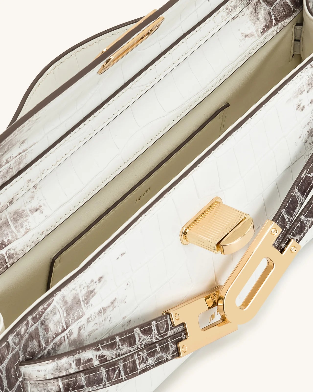 JW PEI Bria Structured Top Handle Bag - White Croc