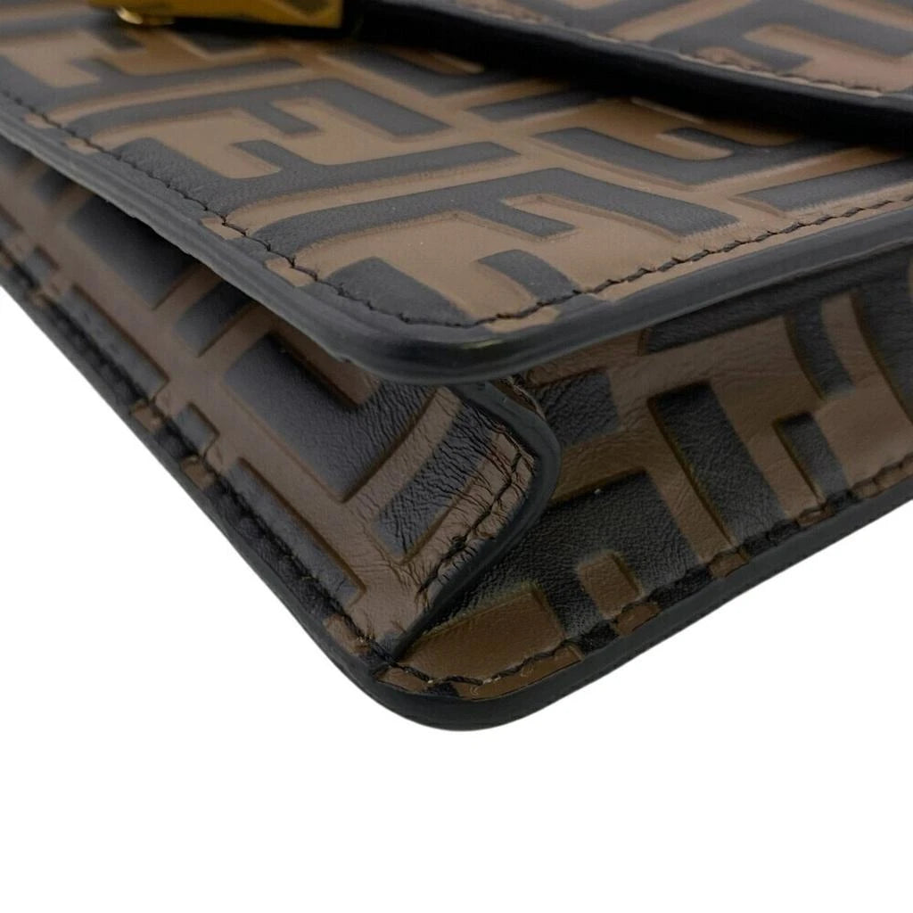 FENDI Zucca Leather Chain/Shoulder Wallet