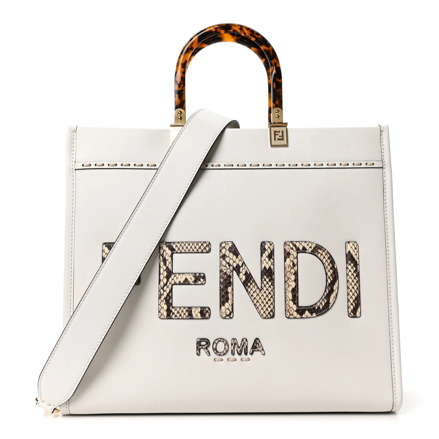 Fendi Sunshine Shopper Tote Ice White