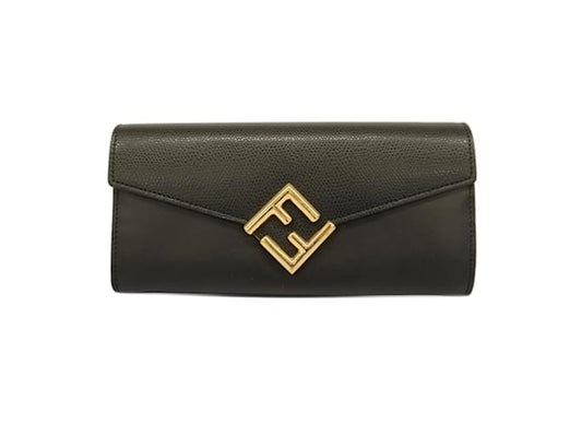 Fendi Black Leather Long Wallet