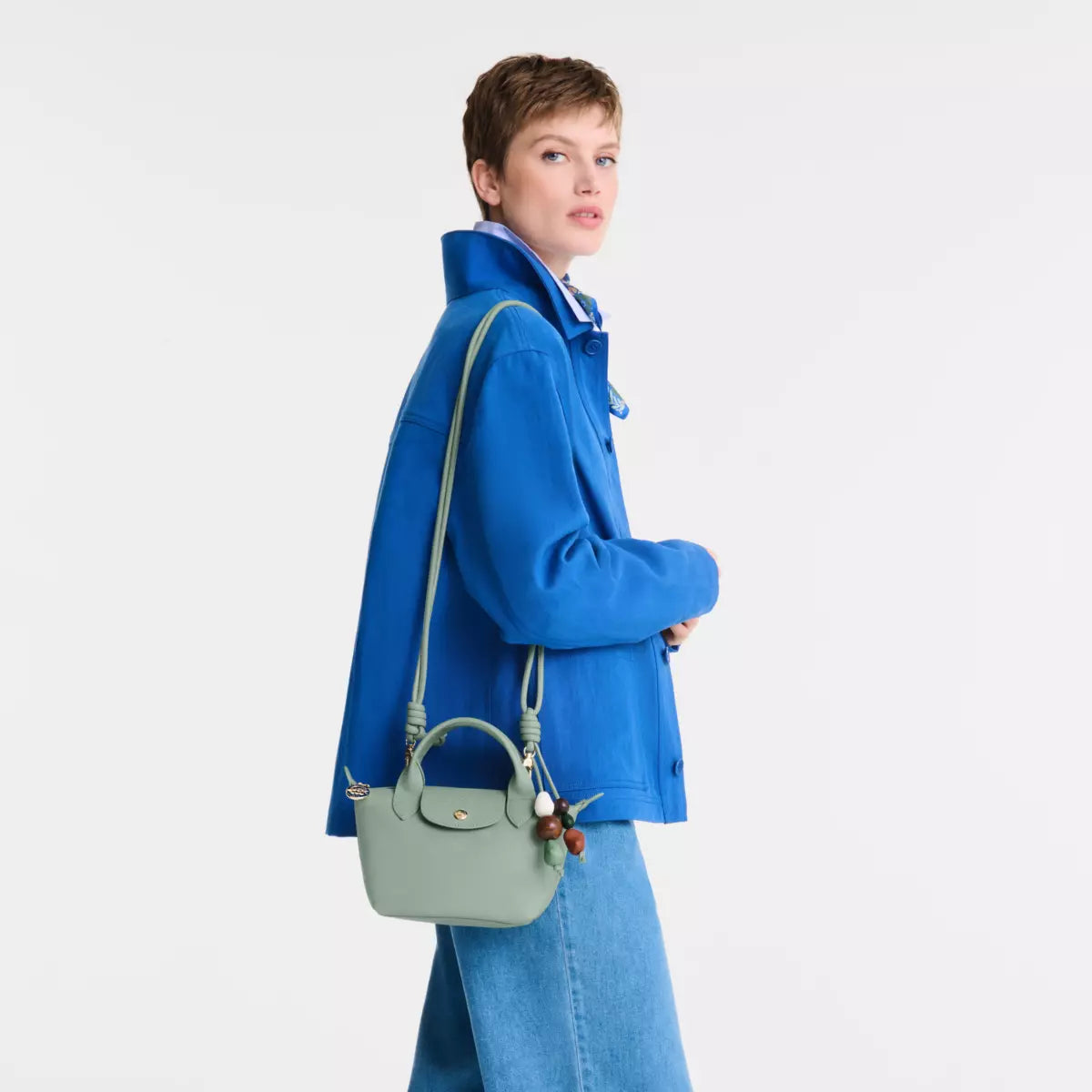 Long Champ Le Pliage Xtra XS Handbag Celadon - Leather