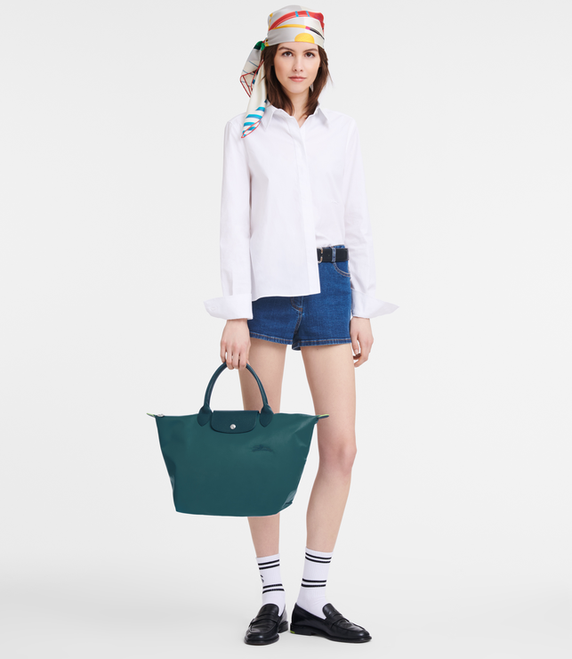 Long Champ Le Pliage Green Medium Handbag Peacock
