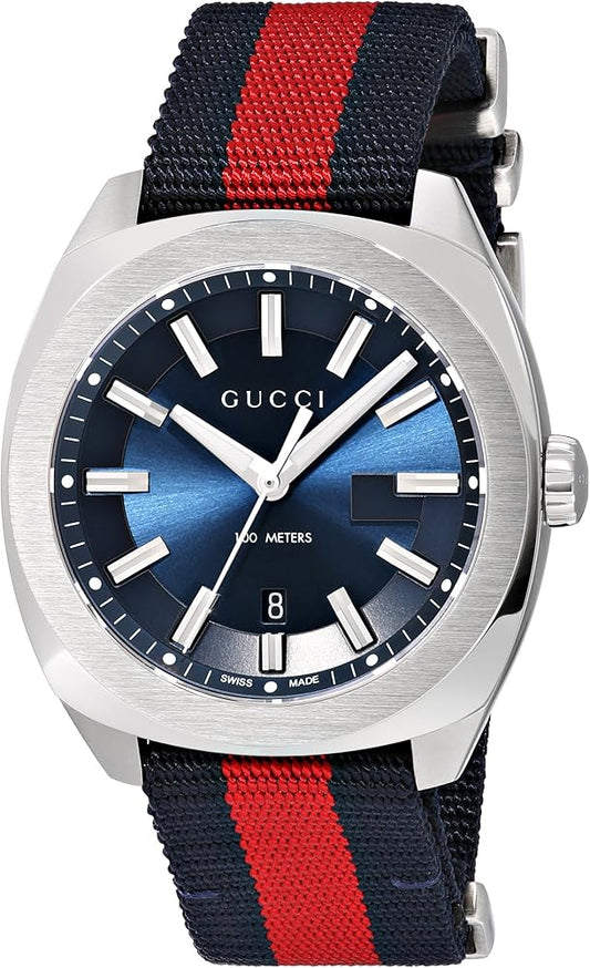 Gucci Men’s Swiss Made Quartz Nylon Strap Blue | Dial 41mm | Watch YA142304