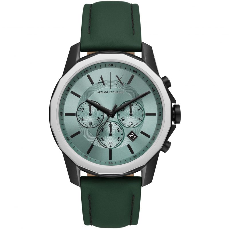 Armani Exchange Chronograph Green Leather Watch