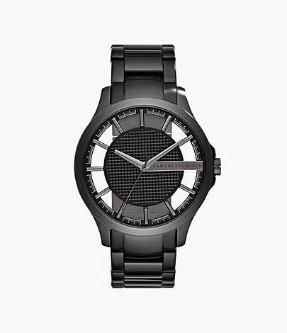 Armani Exchange Three-Hand Black Stainless Steel Watch