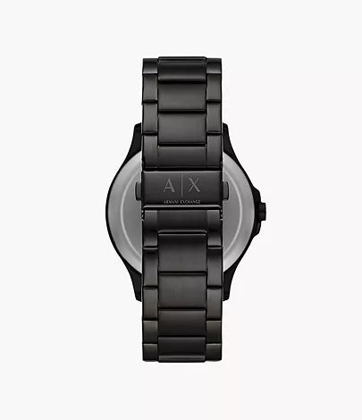 Armani Exchange Three-Hand Date Black Stainless Steel Watch