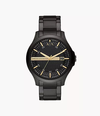 Armani Exchange Three-Hand Date Black Stainless Steel Watch