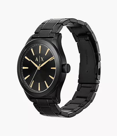 Armani Exchange Three-Hand Black Stainless Steel Watch