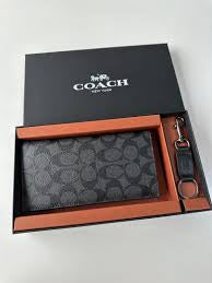 Coach long men wallets set with keychain