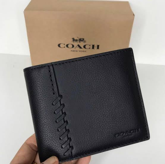 Coach Leather black Wallets and card holder set for Men