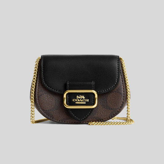 Coach Morgan Chain In Signature Canvas Brown Black