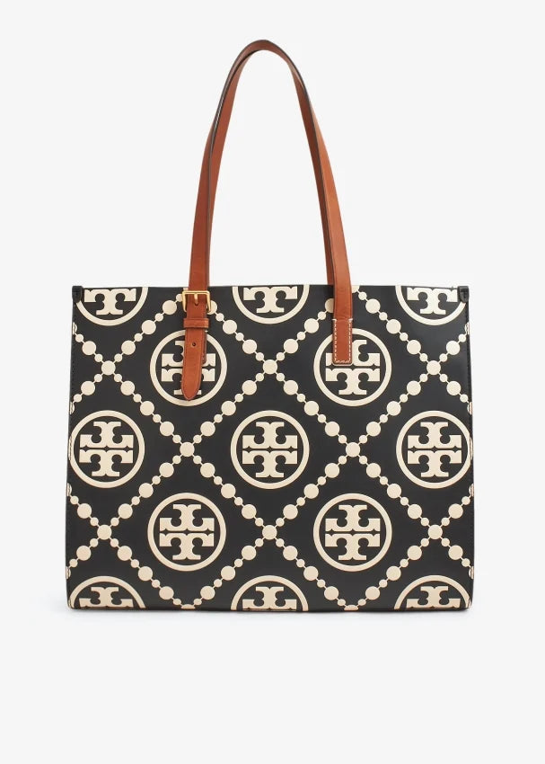 TORY BURCH T MONOGRAM CONTRAST EMBOSSED TOTE BAG LARGE