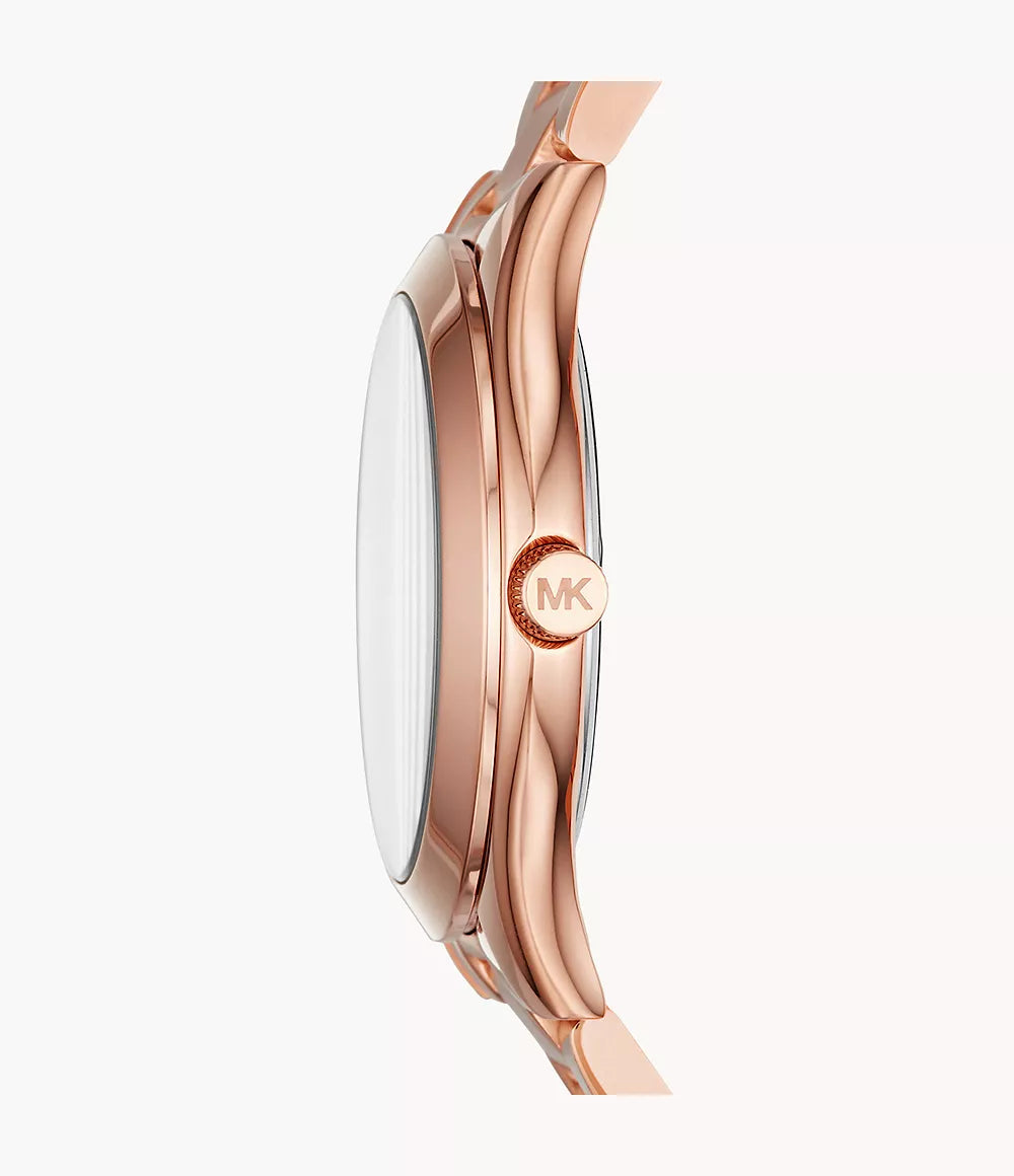 Michael Kors Mini Slim Runway Three-Hand Rose Gold-Tone Stainless Steel Watch MK3513