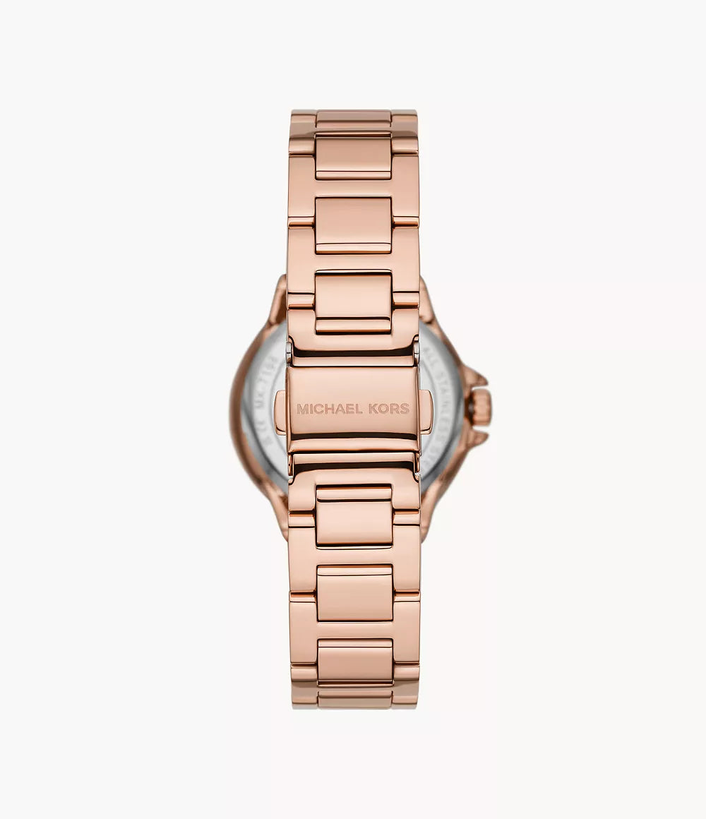 Michael Kors Camille Three-Hand Rose Gold-Tone Stainless Steel Watch mk7197