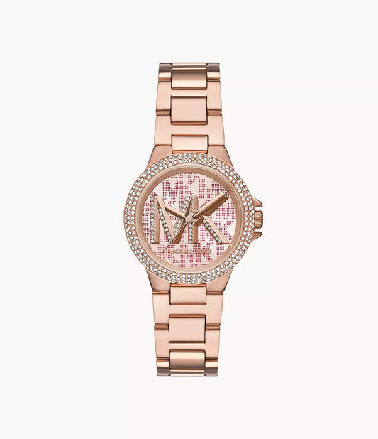 Michael Kors Camille Three-Hand Rose Gold-Tone Stainless Steel Watch mk7197