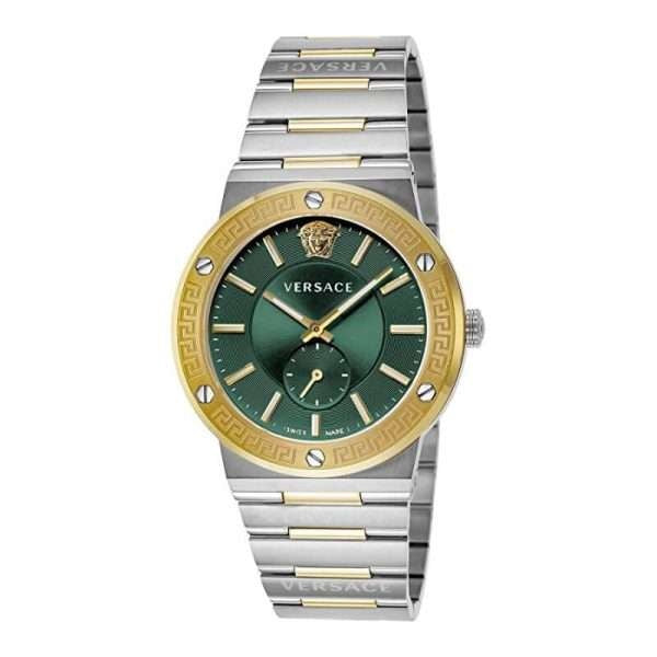 Versace Men’s Quartz Swiss Made Two-tone |Stainless Steel Green | Dial 41mm Watch | VEVI00420