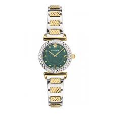 Versace Women’s Quartz Swiss Made Two-tone | Stainless Steel | Green Dial 27mm | Watch VEAA01320