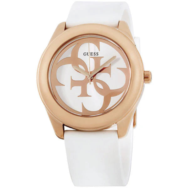 Guess G-Twist White Silicone Strap White Dial Quartz Watch for Ladies - W0911L5