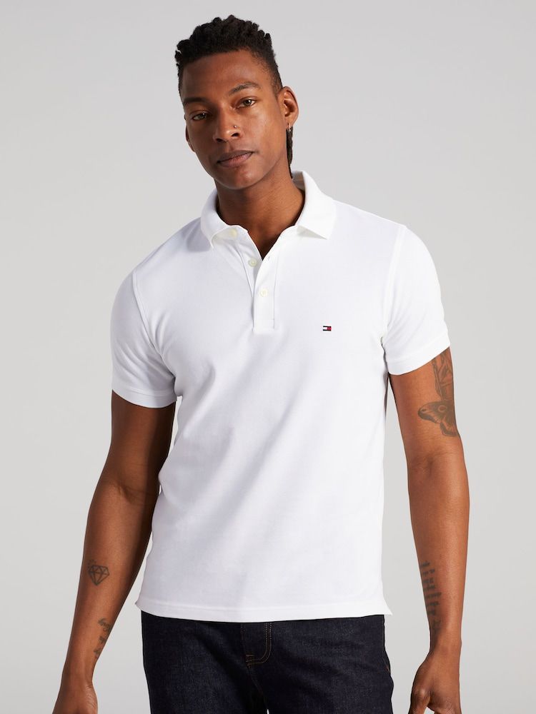 Tommy Hilfiger Slim Fit Pique Polo Shirt in White