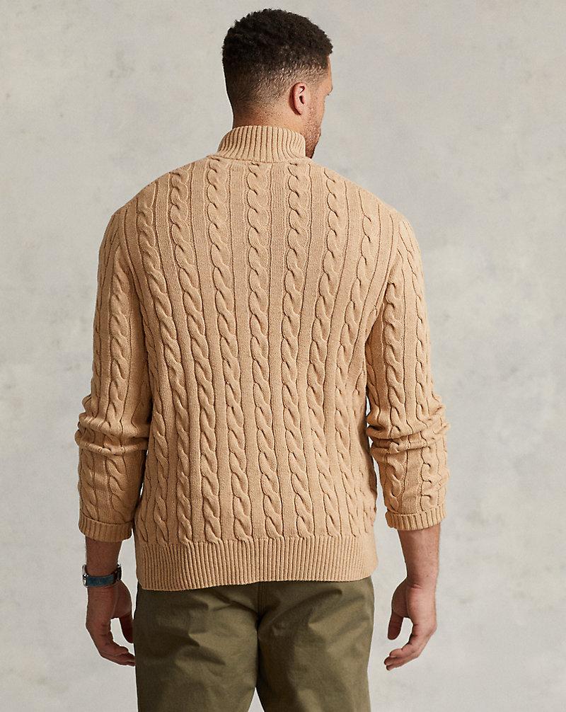 Polo Ralph Lauren Cable-Knit Quarter-Zip Jumper in camel melange